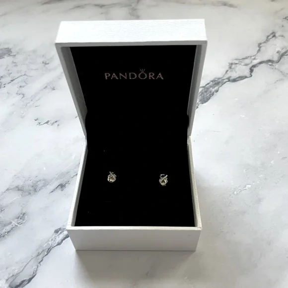 Pandora sterling silver infinity studs with cubic zirconia accents - NWOT - Picture 4 of 6